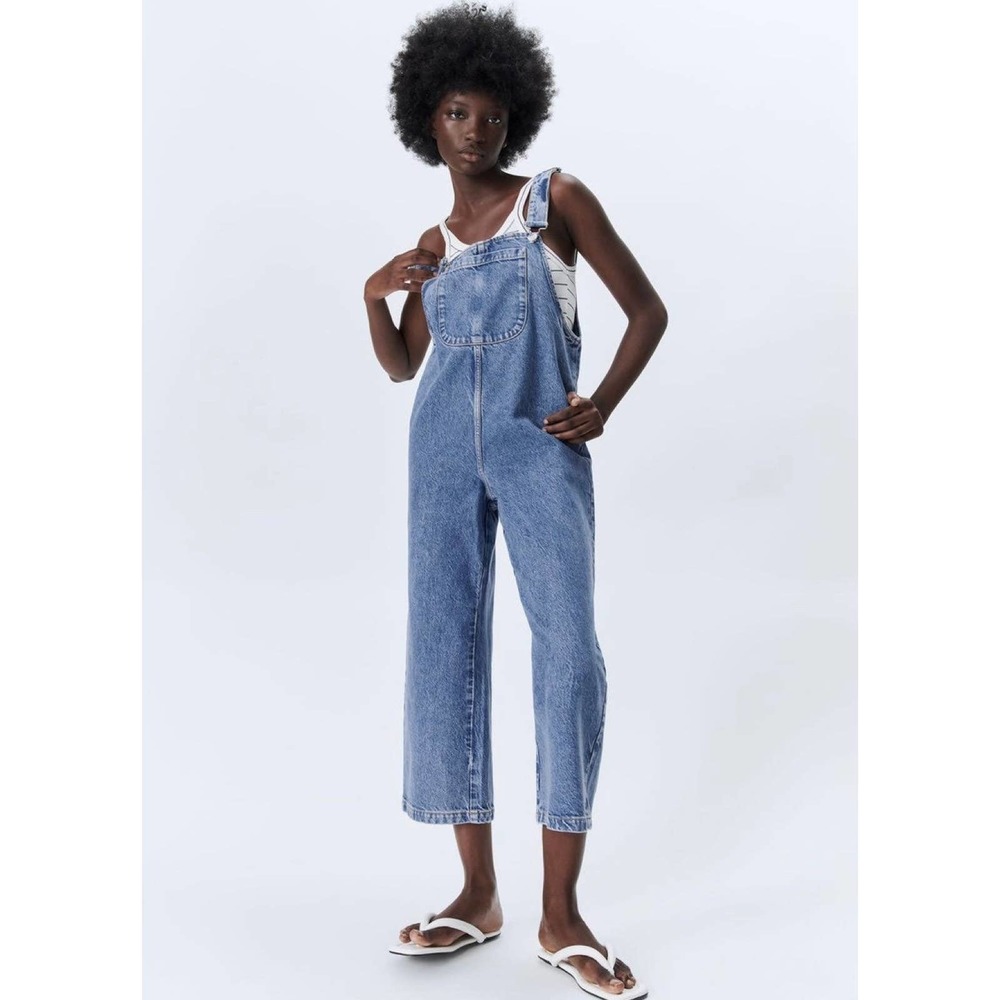 Zara Denim Jumpsuit dungaree overalls sz Large YTK